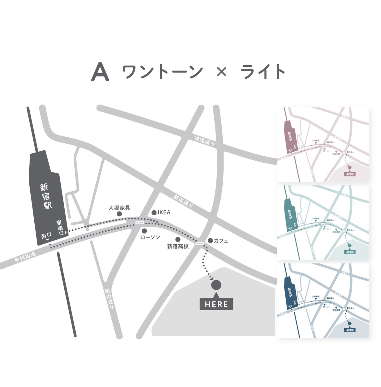 シンプルでわかりやすいアクセスマップを作成します シンプルだから使いやすい｜店舗やオフィスの案内に◎ イメージ2