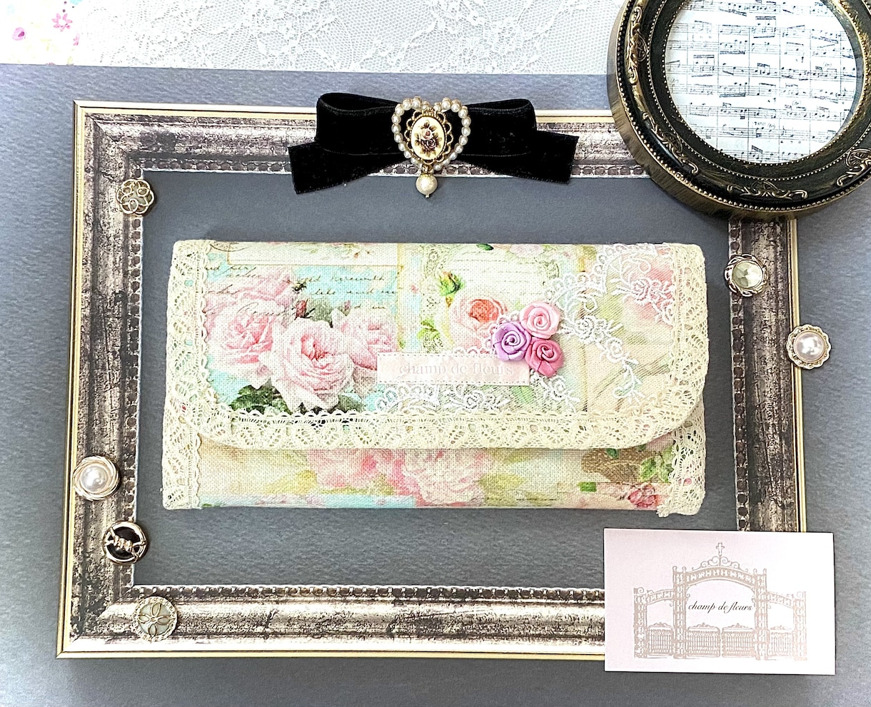 フランス輸入生地で長財布を制作します 特別なプレゼントに。トワルドジュイ、ロリータ、ロココお好みで イメージ2