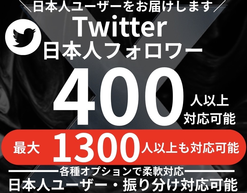 Twitter 日本人フォロワー400人増やします 個人・法人問わずXアカウントの成長をサポートします イメージ1