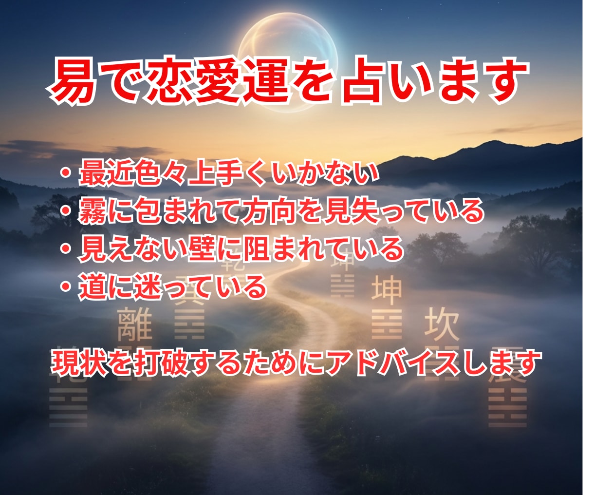 恋愛×易占い | 片思い・彼の気持ちを占います 彼の気持ちより先に、あなたの現在地を易で観ます イメージ1
