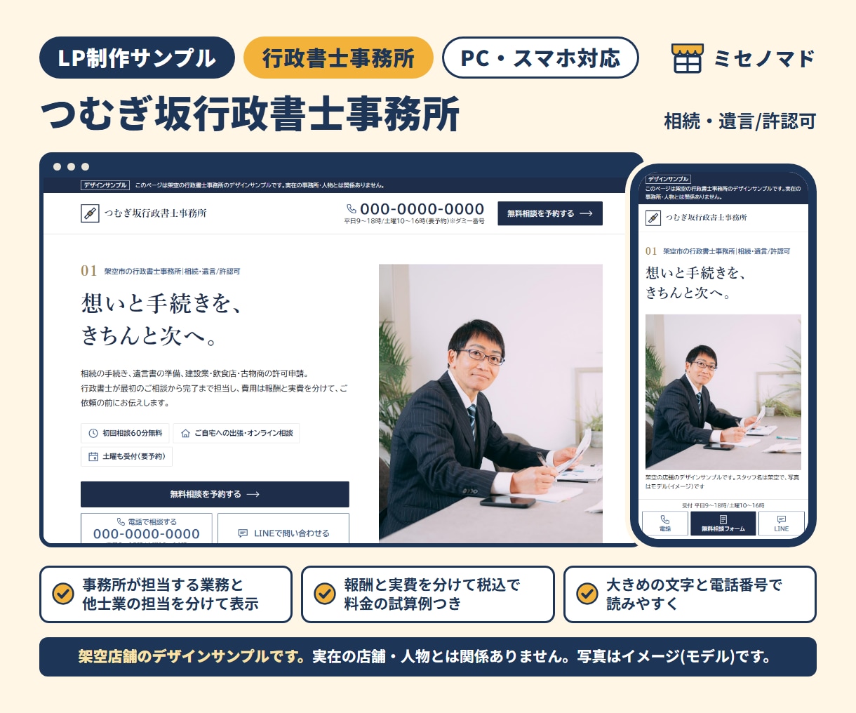 LP制作｜広告表現の自主チェック込みで作ります スマホ・PC対応のランディングページ1枚をHTMLで イメージ3