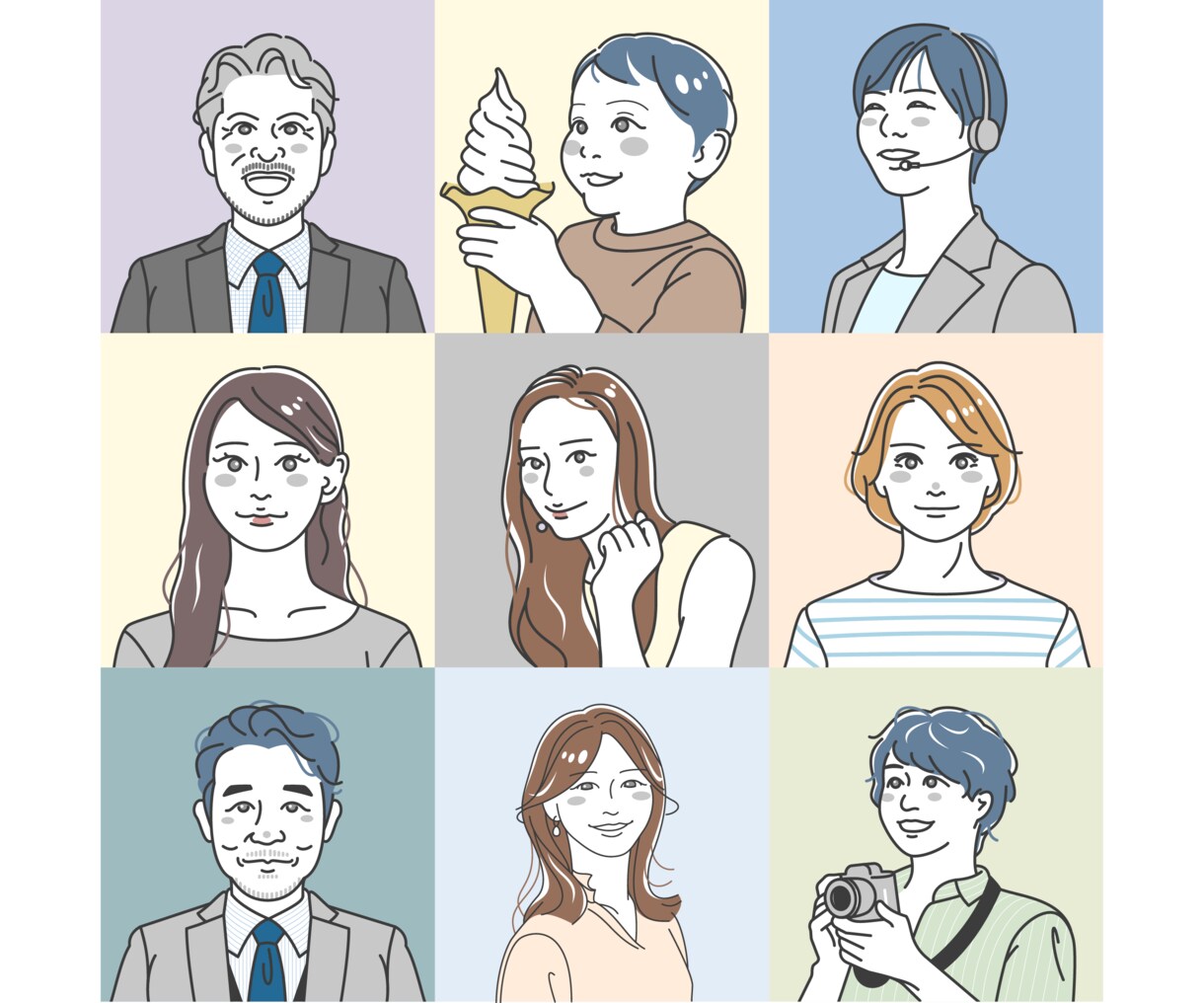シンプルな線画の似顔絵イラストを作成いたします SNSや会議用の似顔絵アイコンに！ イメージ6