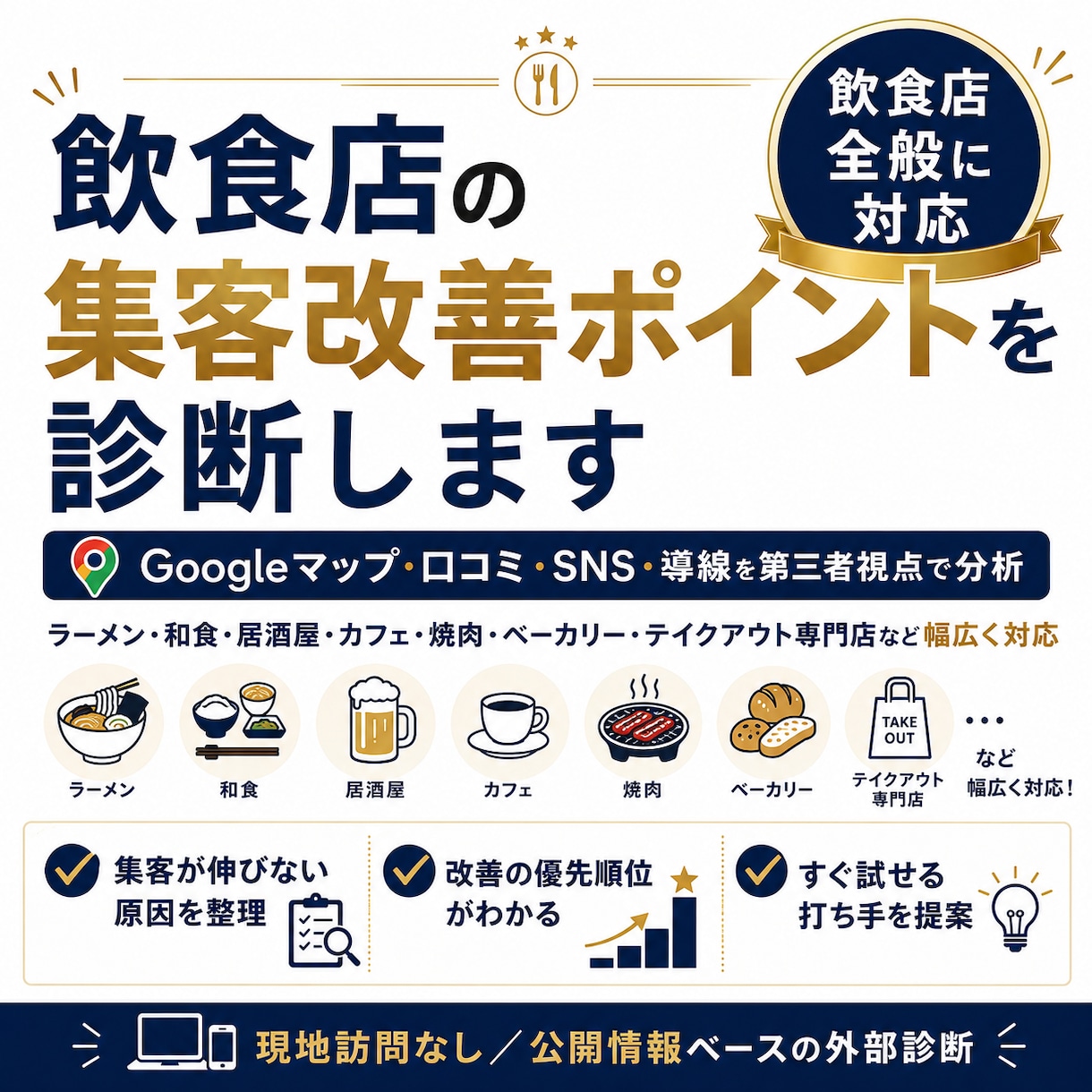 飲食店のグーグルマップ・口コミ・SNS診断します 現役飲食コンサルが第三者目線で改善点を分析 イメージ1