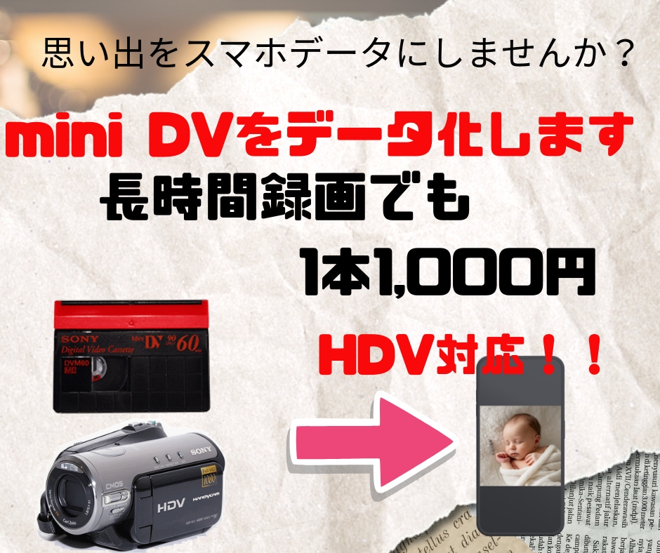 miniDVを丸ごとスマホで見れるデータにします 【1本一律1000円】時間制限なし！miniDVをmp4変換 イメージ1