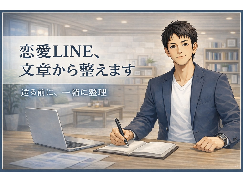 送れない恋愛LINE、状況整理から一緒に整えます 送れずに止まった気持ちを整え、伝える。 イメージ1