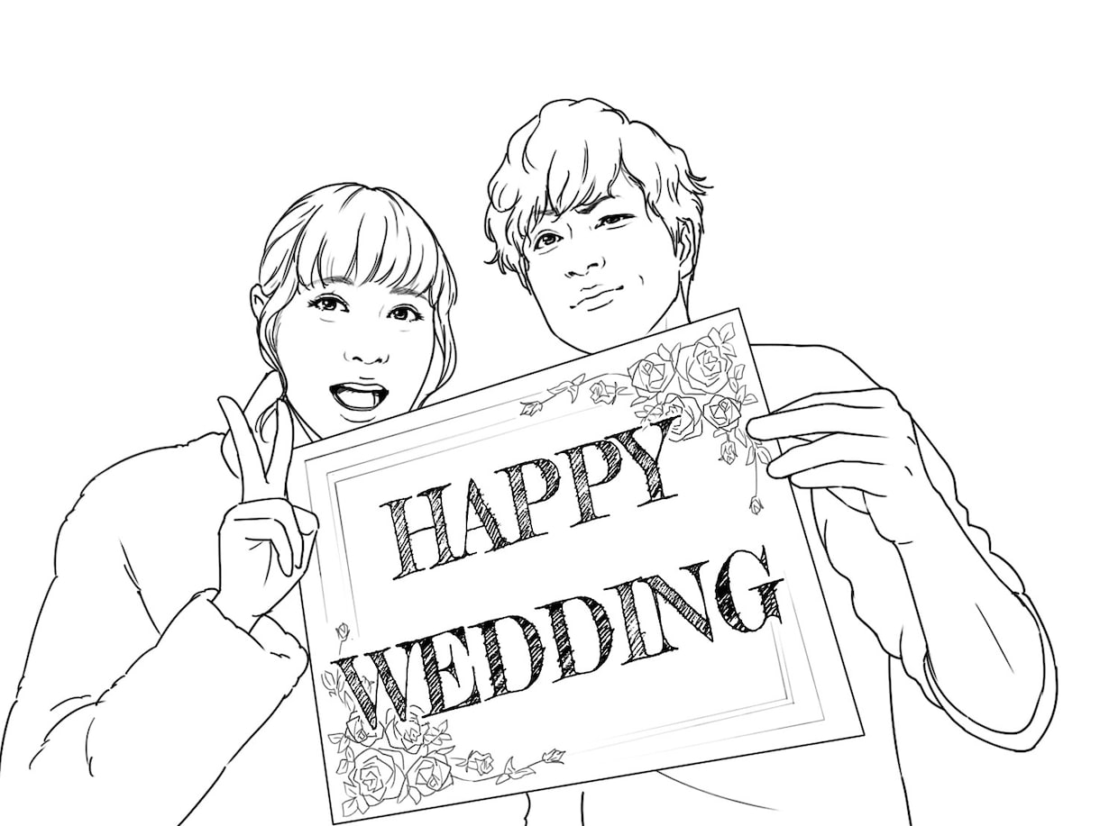 写真から線画の似顔絵イラスト制作します 送別会の色紙や結婚式のウェルカムボードにいかがですか？ イメージ2