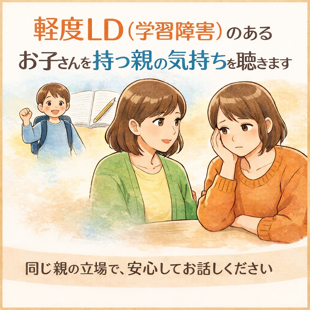 軽度LD(学習障害)の子を育てた親が聴きます 経験したから分かる、親の戸惑いと不安に寄り添います イメージ1