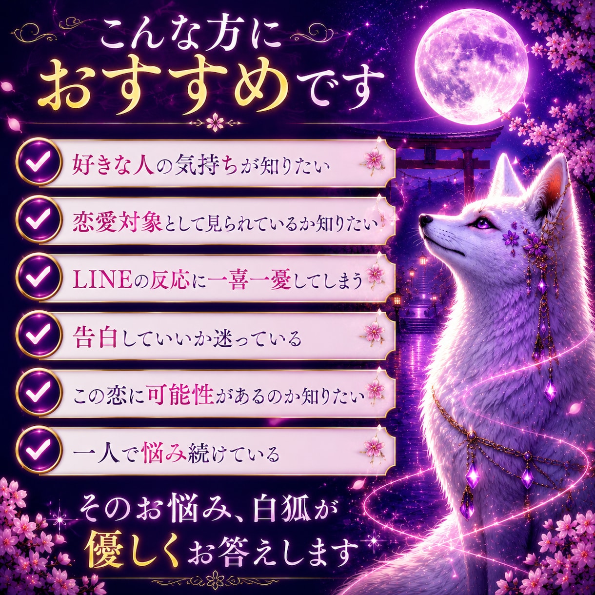 片思いの彼の本音と恋の行方を視ます 白狐があなたの宿縁の糸を辿ります イメージ2