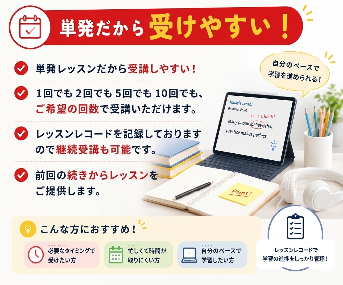 英検1級講師が英検対策レッスンを提供します 英検1級講師が英検２～３級の対策を提供します！ イメージ9