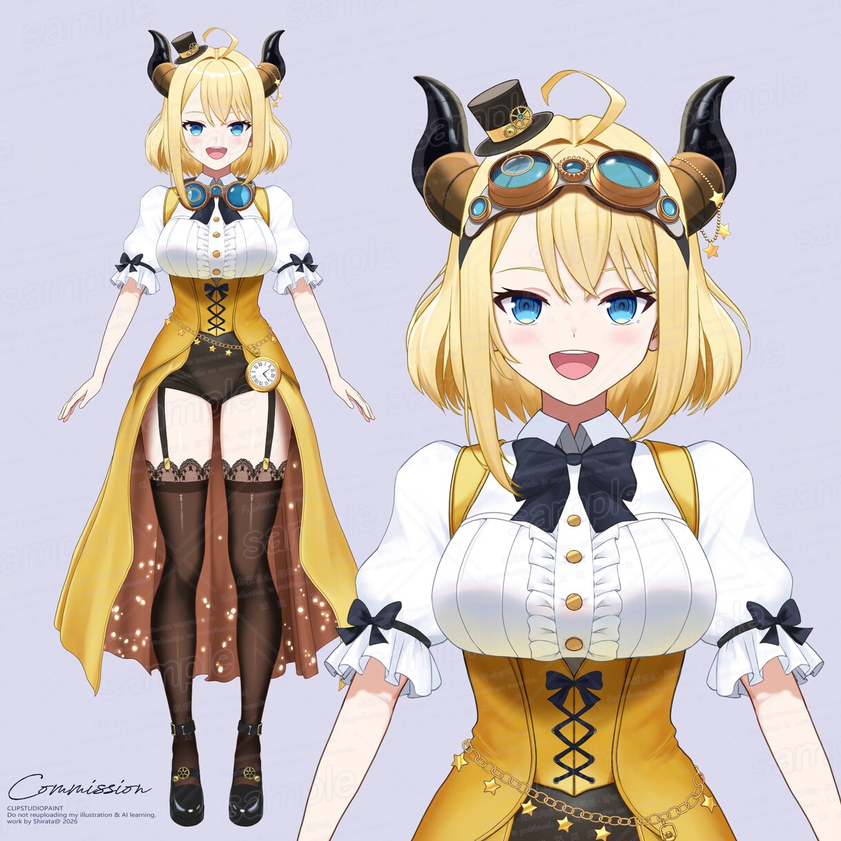 女性キャラのキャラクターイラストを制作いたします Live2Dパーツ分け・三面図制作も対応できます！ イメージ2