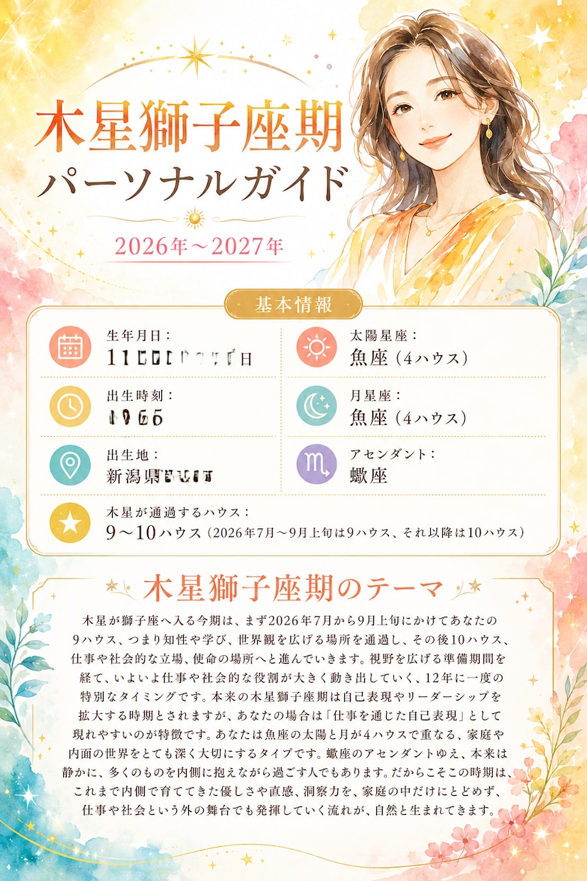 2026年後半からの幸運期と人生テーマを鑑定します ～あなただけの木星獅子座期パーソナルガイド～ イメージ2