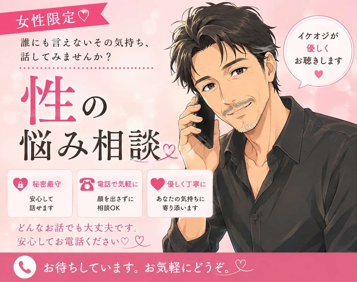 女性限定 性癖や性の心配事なんでも聴きます 女性限定 気になる性癖や嗜好、誰にも言えない悩みを話して！ イメージ1