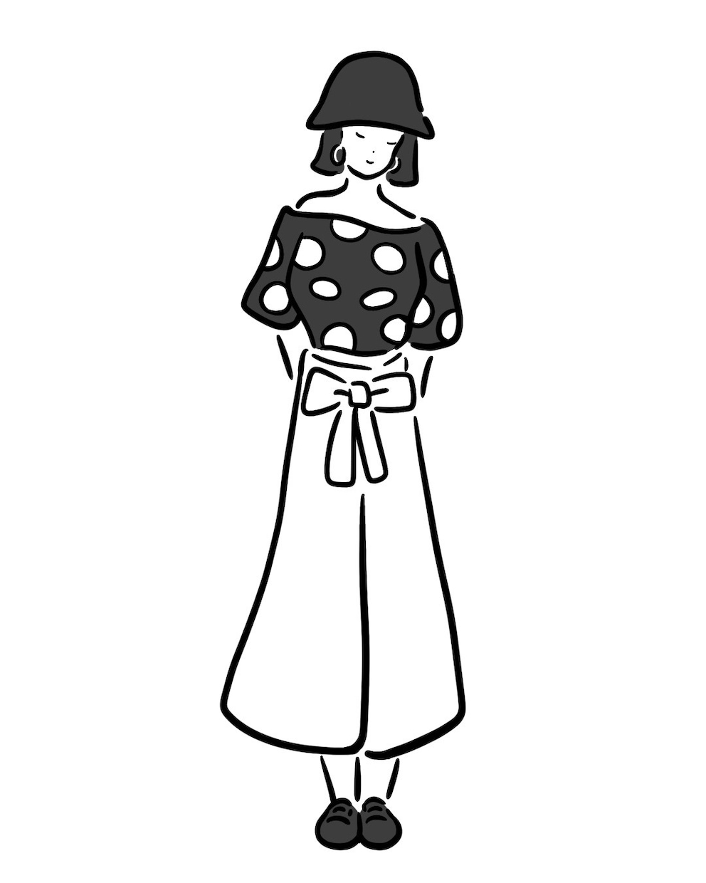 女性のシンプルなファッションイラストお描きします モノトーンコーデのイラスト制作です イメージ3