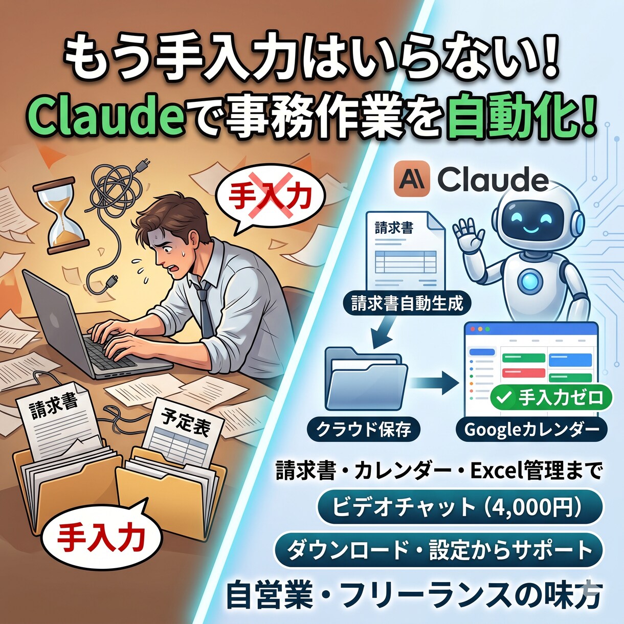 初心者用Claude AIで事務作業自動化教えます 請求書・スケジュール・Excel自動化ゼロから一緒に設定 イメージ3