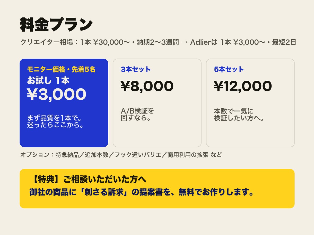 撮影ゼロ｜AIで縦型UGC広告を作ります 商品画像1枚からOK。A/B用に"当たる"広告を量産 イメージ8