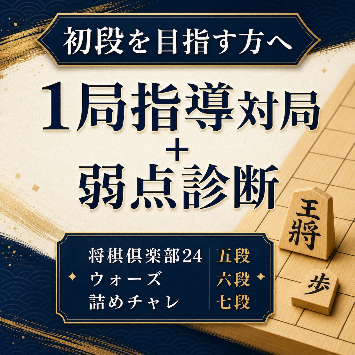 初段を目指す方に指導対局と弱点診断します 将棋倶楽部24 五段・ウォーズ六段｜対局から思考の癖を言語化 イメージ1