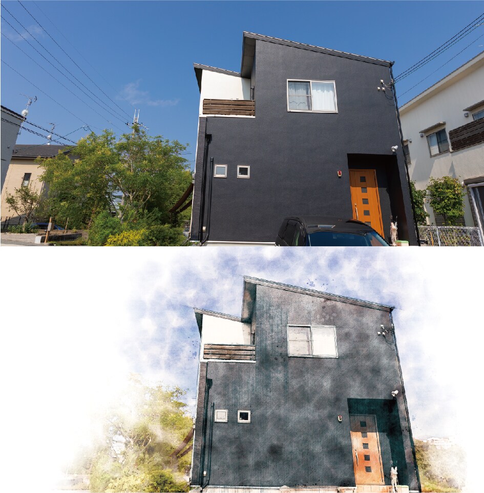 手描きスケッチ風に画像合成します 建築写真や3Dパースをおしゃれに手書き風に イメージ2