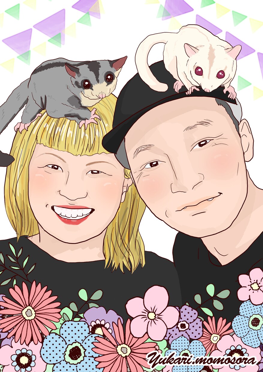 ペットと一緒♪シンプル似顔絵お描きします 大切なペットと一緒のシンプル似顔絵をお描きします♪ イメージ3