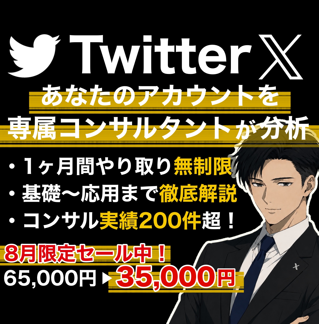 X,Twitterをプロが１ヶ月徹底コンサルします あなたのアカウントに必要な運用戦略やXの解説など／質疑応答◎ イメージ1