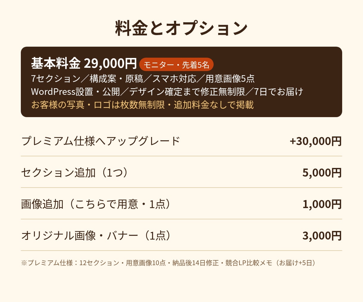原稿込みのLPをWordPressで作ります モニター先着5名29,000円｜原稿・WP設置込み イメージ2