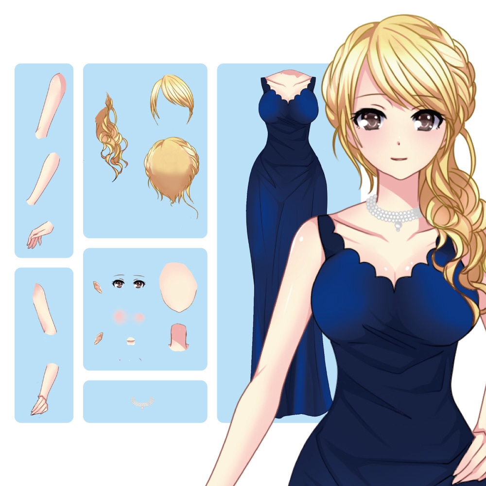 １枚絵のイラスト　Live２D用にパーツ分けします シンプルなものはお安く、複雑なものも短納期で！ イメージ2