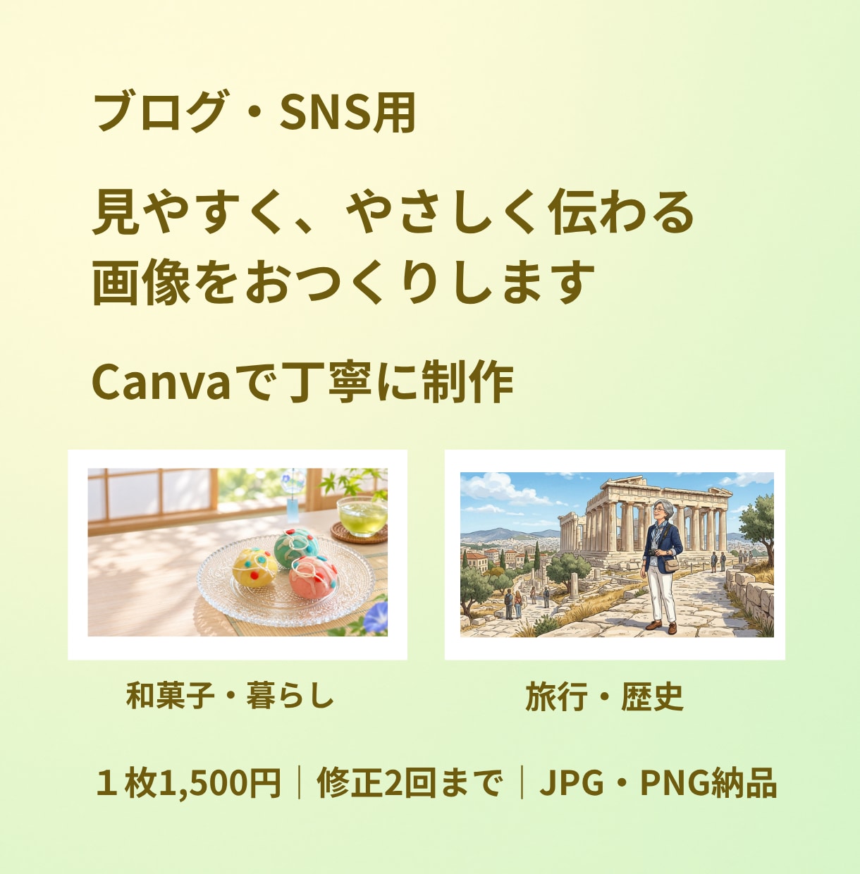 見やすいブログ・SNS画像を作ります やさしく伝わるデザインをCanvaで丁寧に制作します イメージ1