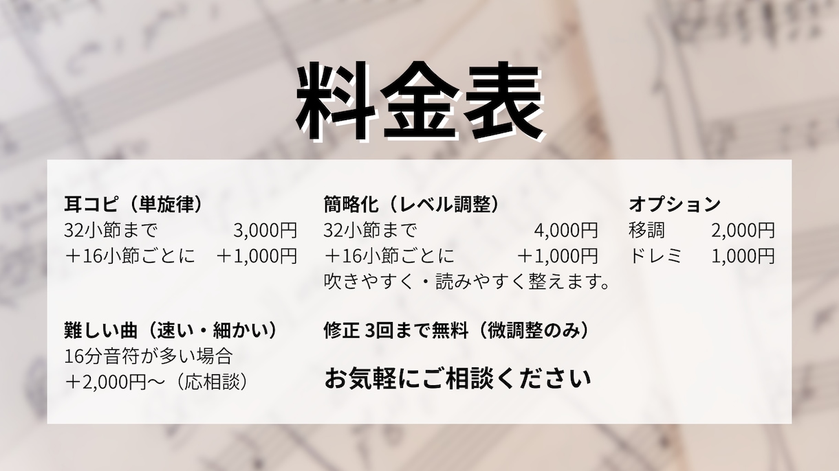 単音メロディ・ジャズソロを耳コピ採譜します 「このフレーズ、譜面にできたら…」を形に。初めての方も安心！ イメージ2