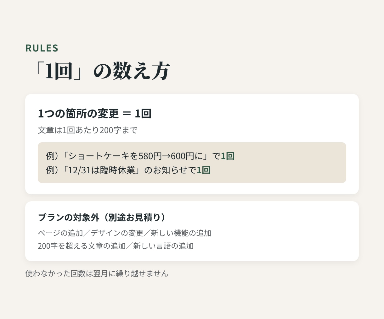 ホームページの小さな更新を毎月まとめて代行します ホームページ作成プランを購入された方のサブスクプランです イメージ3