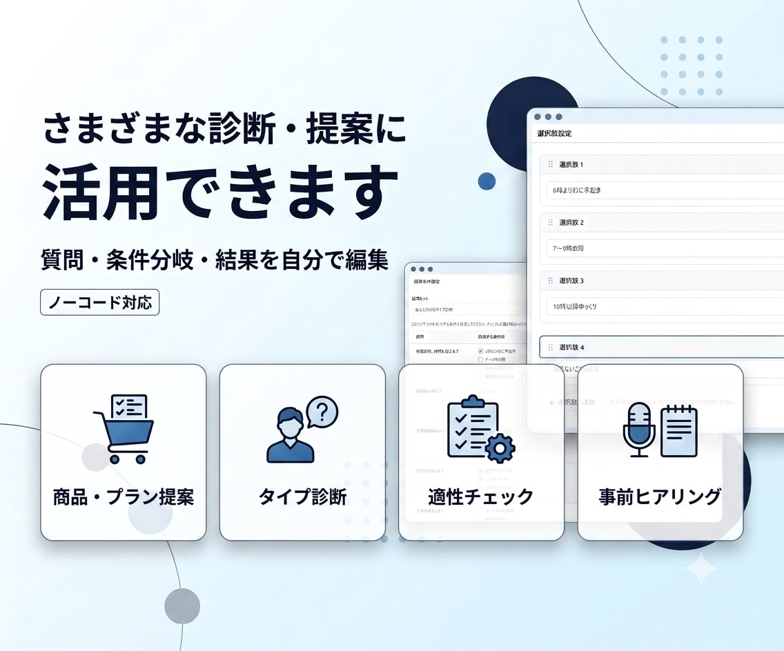 WordPressに診断シミュレーターを導入します 質問・条件分岐・結果ページを自分で編集できる診断機能 イメージ5