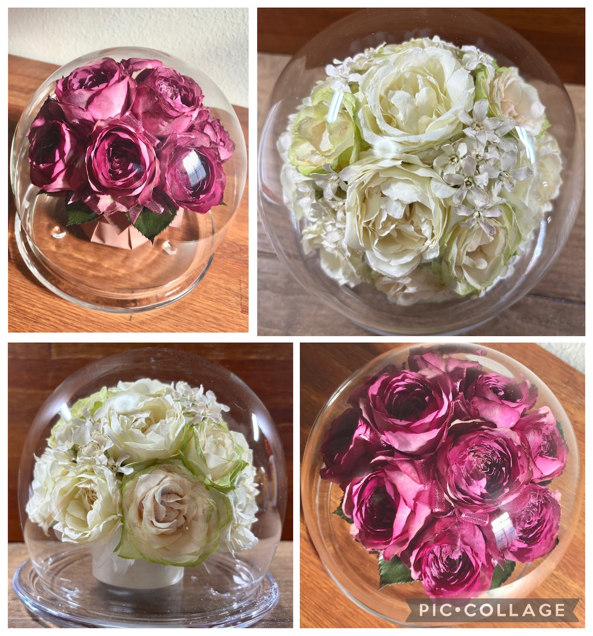 プロポーズの花束・結婚式ブーケ 記念の花を残します 【ラウンドグラス