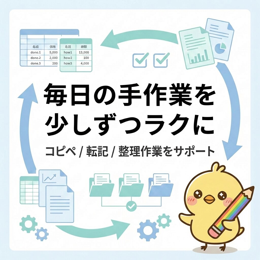 Mac/Win対応 ｜普段の定型作業を楽に整えます 毎日の手作業を、少しずつラクにする小さな仕組みづくり イメージ1