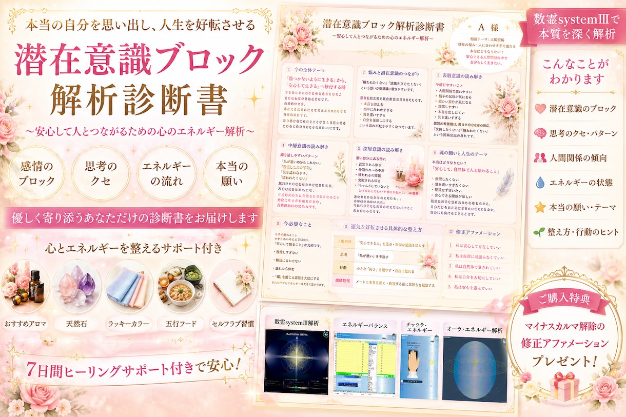 数霊Ⅲで潜在意識を読み解き人生の流れを整えます 運気を妨げる感情・思考・エネルギーを整え本来の流れへ戻します イメージ3
