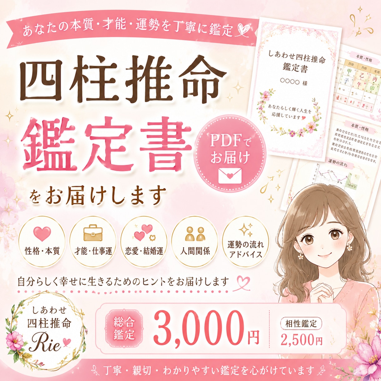 あなただけの鑑定書を丁寧にお作りします 自分らしく幸せに生きるためのヒントをお届けします。 イメージ1