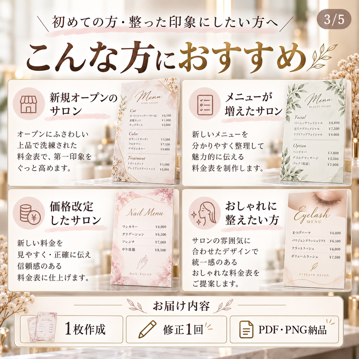ネイルサロンの料金表をデザインします 先着3名様限定！見やすくおしゃれな料金表を制作！ イメージ3