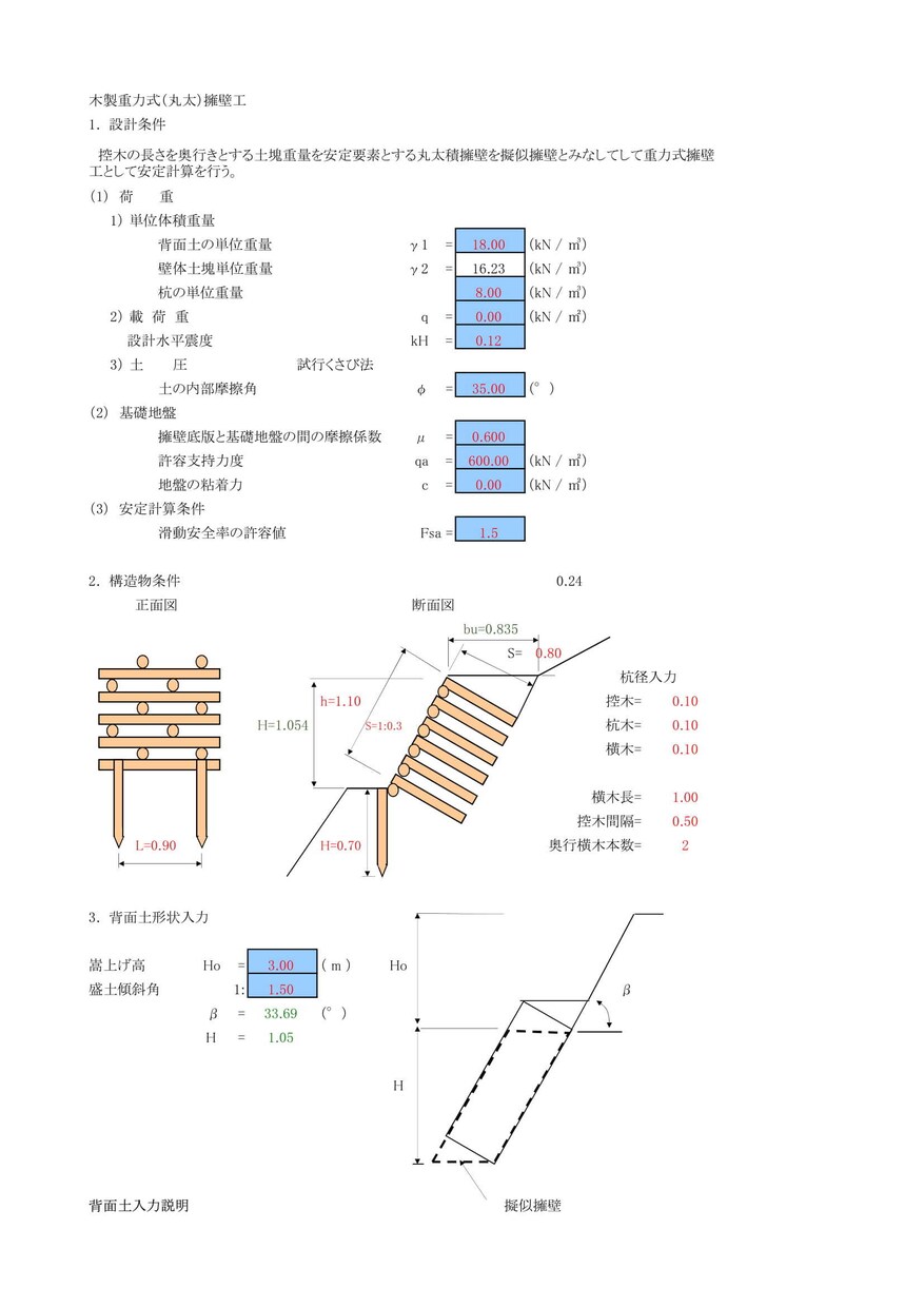 逆T式、重力式、ブロック積擁壁等の安定計算をします 技術士が各種擁壁の安定計算をします。 イメージ9