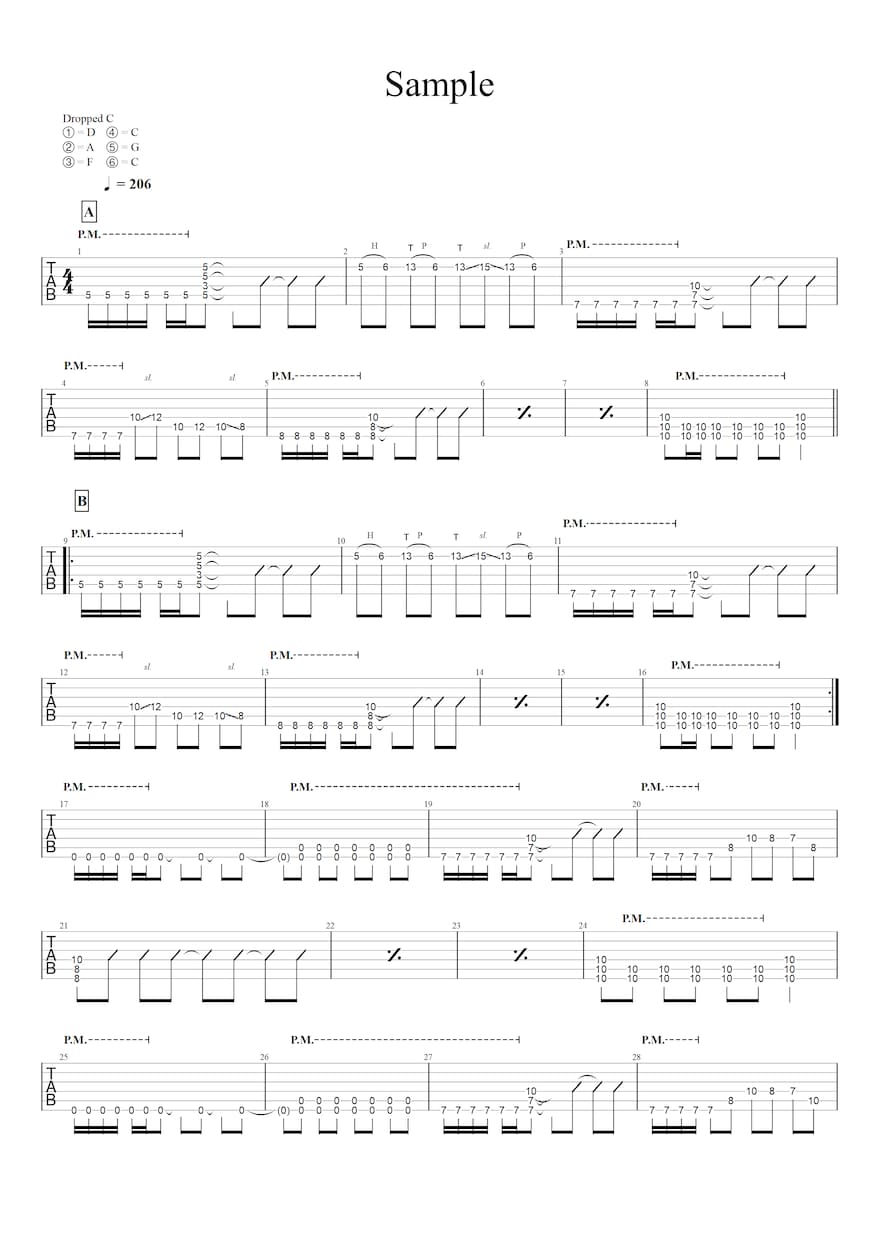 ギター(ベース)の採譜を承ります 絶対音感のギタリストが高品質なTAB譜を制作 イメージ2