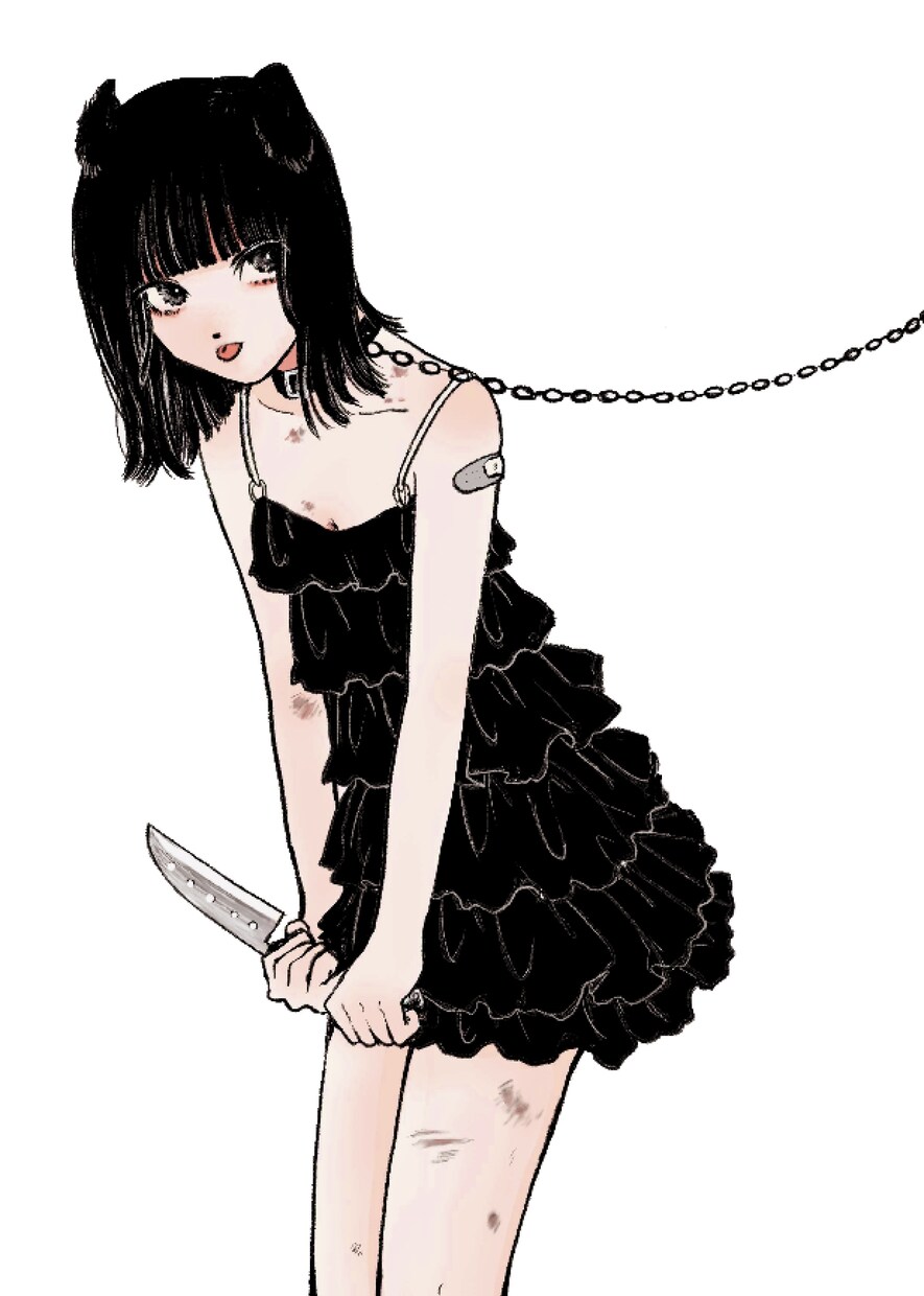 病みかわいい女の子のイラストを描きます 太ももまでの女の子のキャラクターイラストを制作します。 イメージ3