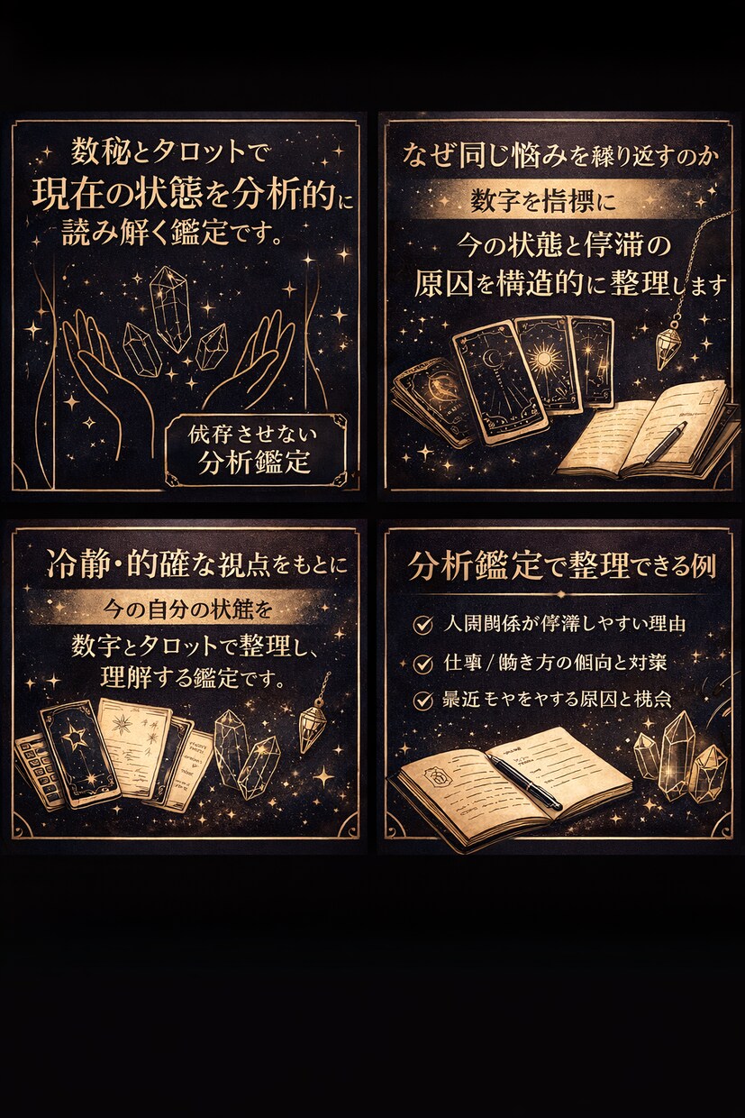数理とタロットで今のあなたを丁寧に分析鑑定します 迷っている今の状態を、数字を指標に整理する鑑定 イメージ2