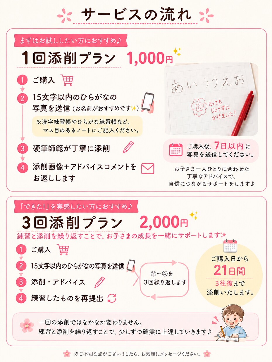 硬筆師範ママがお子様のひらがなを丁寧に添削します 美文字は財産✨書いた文字の写真を送ってください♪ イメージ3