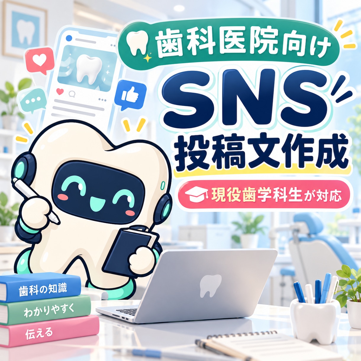歯科医院のSNS投稿文を歯学科生が作成します 歯科を学ぶ学生が患者さん向けに読みやすく整えます イメージ1