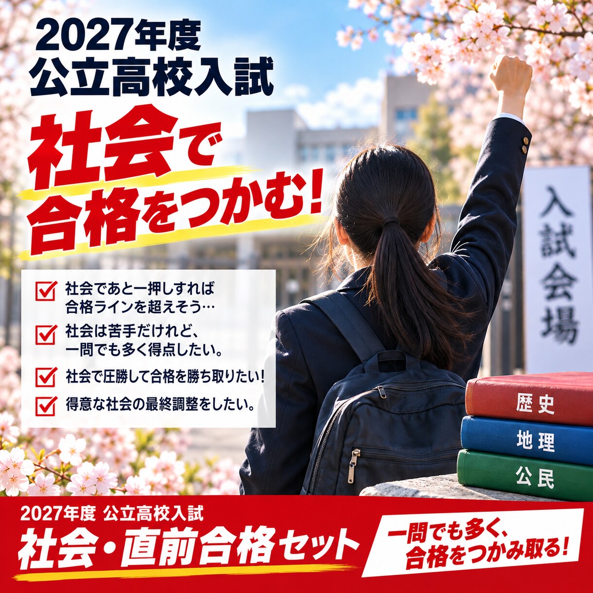 公立高校入試・社会「直前合格セット」を提供します 2027年度入試に対応しています！ イメージ4