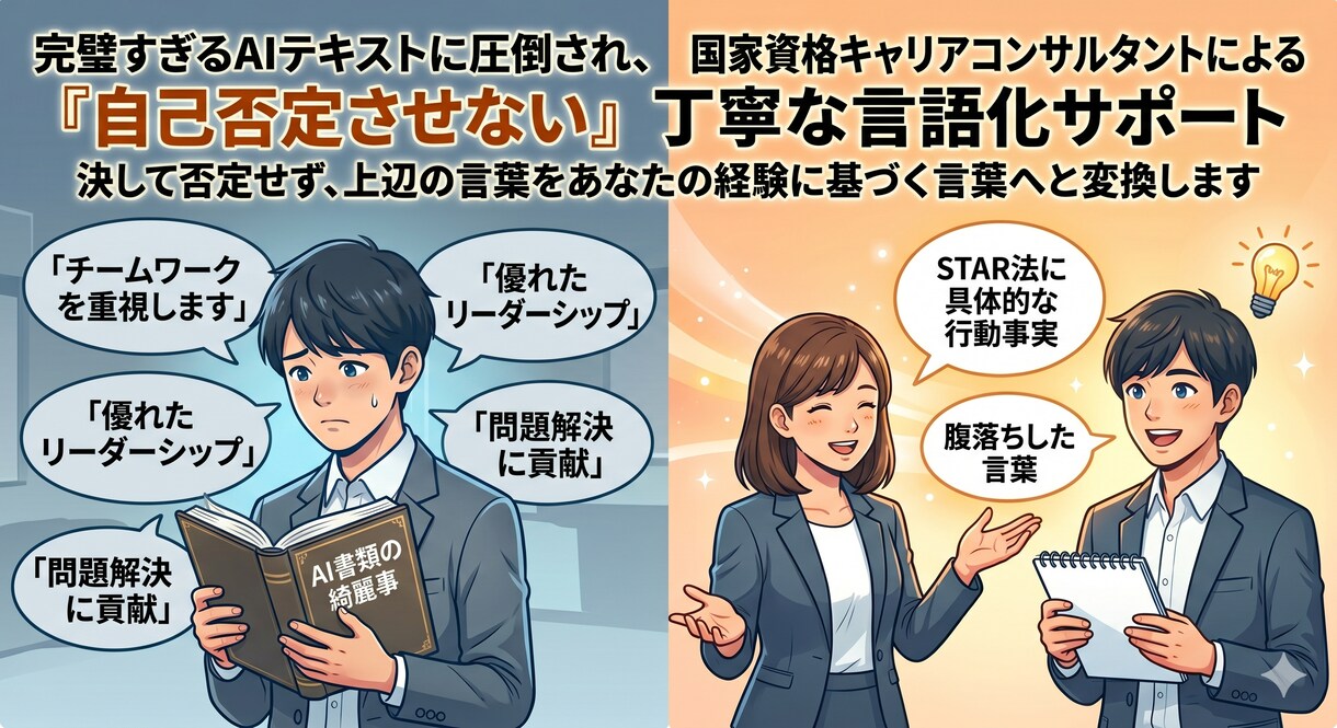 職務経歴書の面接ボロを徹底克服！言語化支援等します AIの完璧な書類を自分の言葉に！採用目線の模擬面接＆言語化 イメージ5
