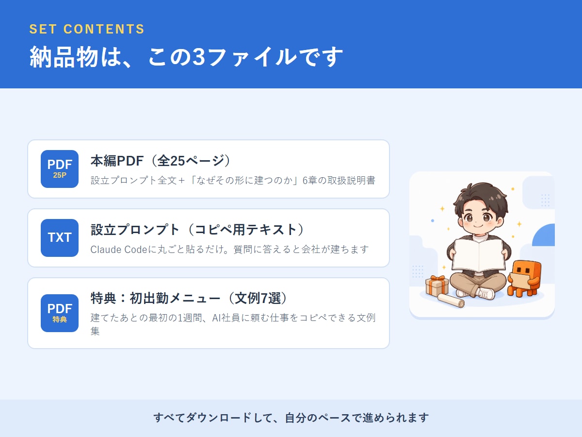 知識ゼロでもAIカンパニーが作れるようになります コピペと7つの質問だけ。あなた専用のAI会社が建ちます イメージ2