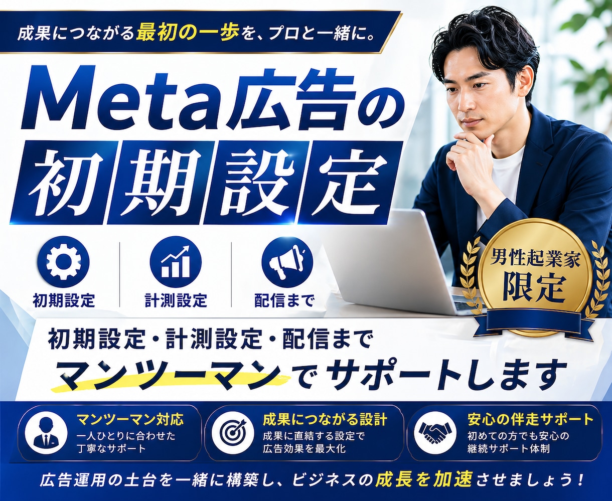 男性起業家限定！Meta広告配信設定いたします ＼ココナラ出品キャンペーン中／5名様限定！１万円→3000円 イメージ1