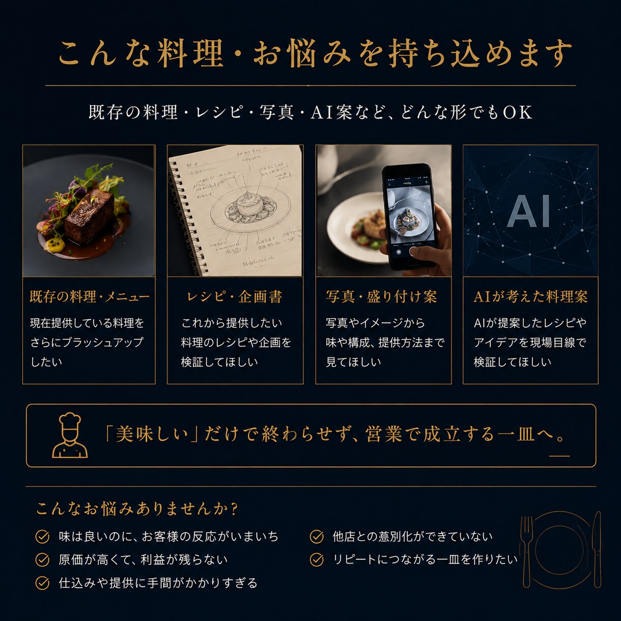 飲食店の一皿をプロ目線で改善します 現役ヘッドシェフが営業で成立する料理へ整えます イメージ3