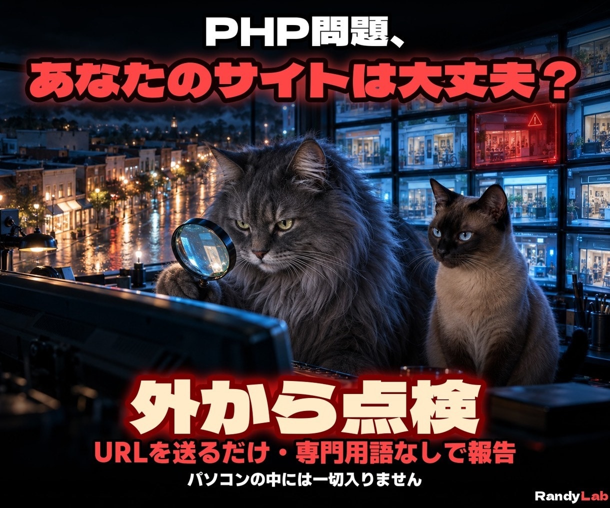 ホームページが今回のPHP問題で危ないか点検します URLを送るだけ。専門用語なしで結果をお届け イメージ1