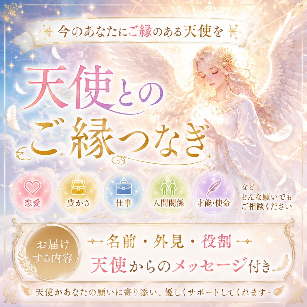 願いを導きサポートする天使とのご縁を結びます あなたの願いに共鳴する“サポート天使”をお繋ぎします イメージ1