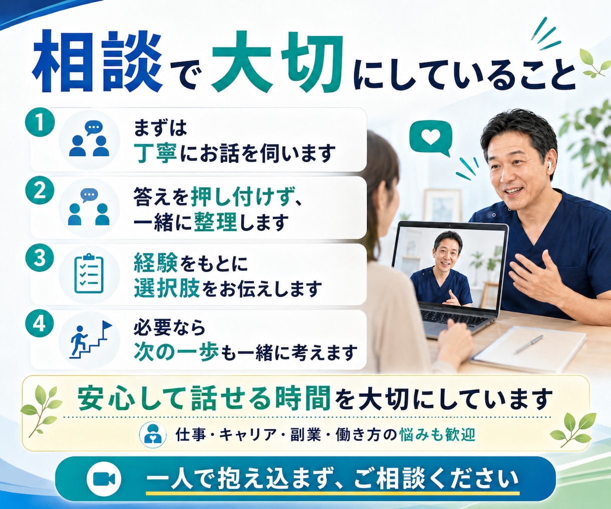 リハビリ職の仕事・キャリア・人生の悩みを聞きます PT歴22年。病院・施設・訪問・管理職・独立まで幅広く経験 イメージ4