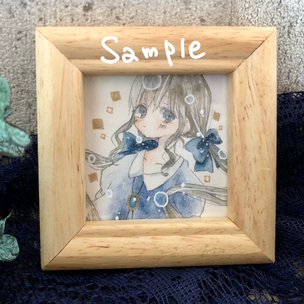 ミニ原画(約5.5×5.5cm)描きます 約7.5×7.5cmの額に入れて納品します！ イメージ3