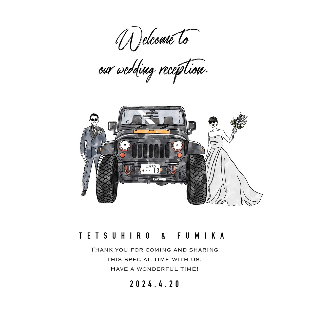 ウェルカムボード用のイラストを作成いたします 結婚式のペーパーアイテムやウェルカムボードにいかがでしょうか イメージ7